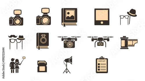 Photography and Media Icons Set for Commercial Use Digital Technology Concept