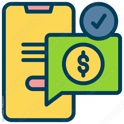 online payment method cash data recomend message filled outline icon