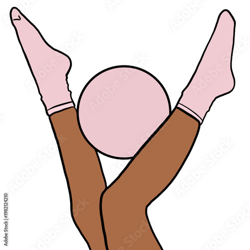 Pilates ball exercise illustration isolated on transparent background, flat design fitness workout