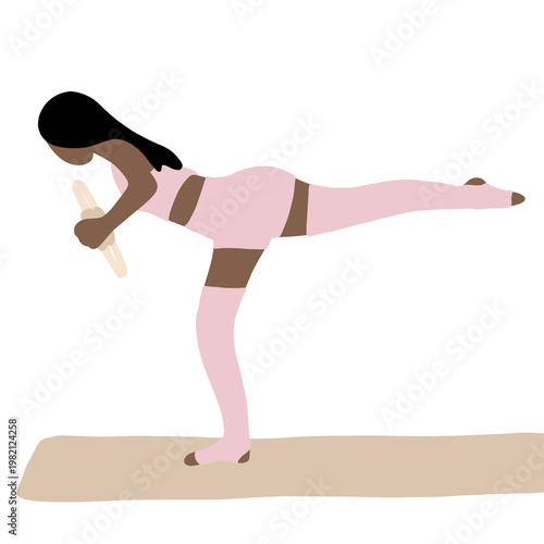 Pilates Ring Balance Pose on mat fitness workout flexibility strength training concept