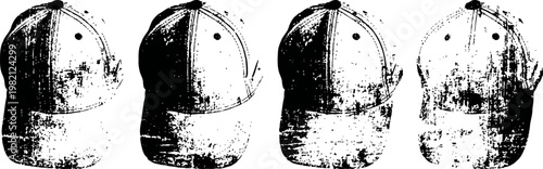 worn vintage baseball caps collection distressed fabric textures and curved brim styles