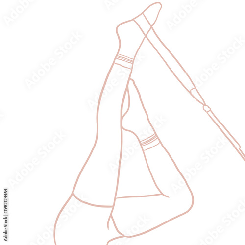 Resistance Band Leg Stretch Line Art
