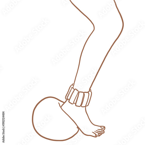 Pilates Ball Ankle Weight Line Art
