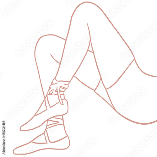 Pilates Ballet Grip Sock Stretch Line Art