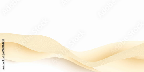 An abstract liquid wave background vector features a 3d golden silk texture with flowing orange curves and light patterns to create a luxury satin water wallpaper design template