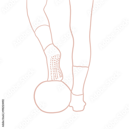 Grip Socks On Pilates Ball Line Art