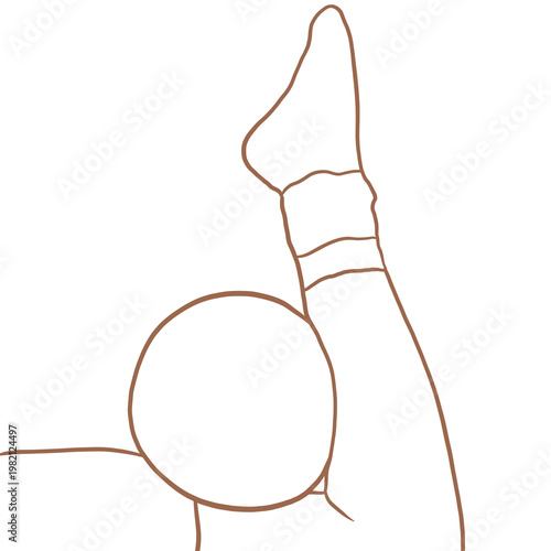Pilates Ball Leg Lift Stretch Line Art