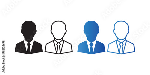 Four businessmen icons in different colors