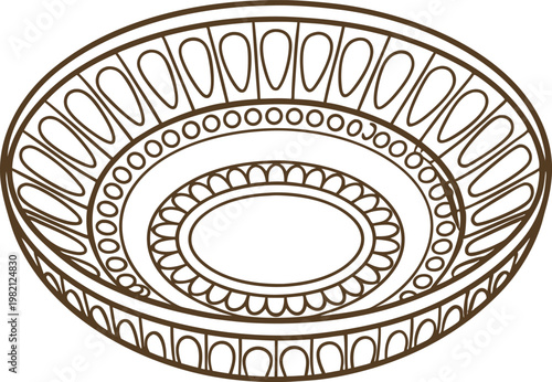 Decorative round plate with intricate geometric patterns and ornamental design