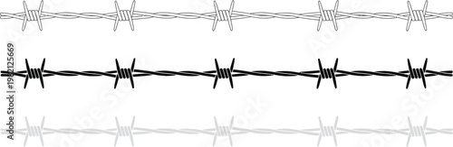 Barbed wire frame border set, vector collection of rugged wire borders and frames, ideal for security, restriction, warning, and industrial-themed design projects.