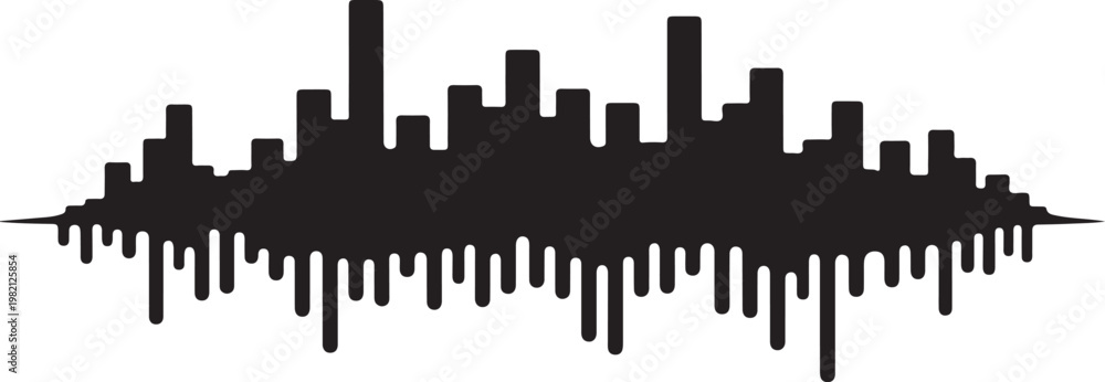 Obraz premium Sound wave, audio waveform, black vector graphic, music equalizer, sound pattern