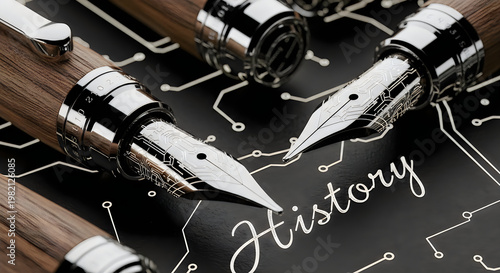 Luxury wooden fountain pens with circuit nibs writing History