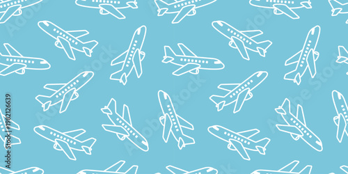 飛行機のシームレスな背景画像。（Seamless background image of airplanes.）
