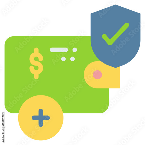 wallet online add payment method secure protech flat style icon