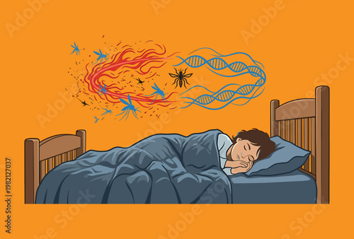 child dreaming of whimsical and colorful nighttime creatures floating above their bed