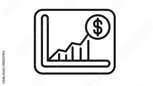 Fotografie Upward trending business metrics featuring line and column diagrams inside a rounded border, showcasing professional data reporting, statistical success, and positive market growth