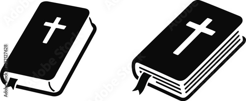 Bible vector icon, holy book illustration representing Christian symbol and good news message, clean design suitable for church, web, and religious projects.