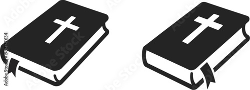 Bible vector icon, holy book illustration representing Christian symbol and good news message, clean design suitable for church, web, and religious projects.