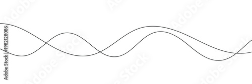 Thin line wavy abstract vector white background. Curve wave seamless pattern. Line art striped graphic template. Vector illustration. EPS 10 .
