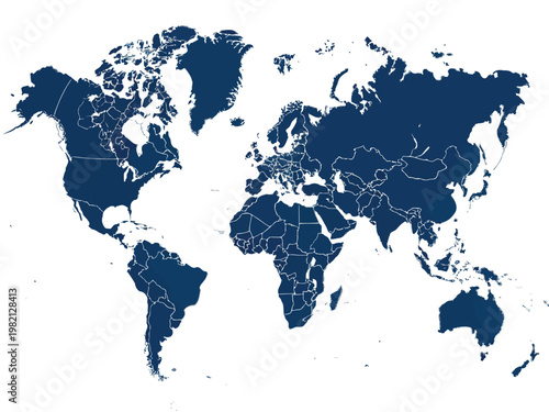Global map highlighting select countries in distinctive colors