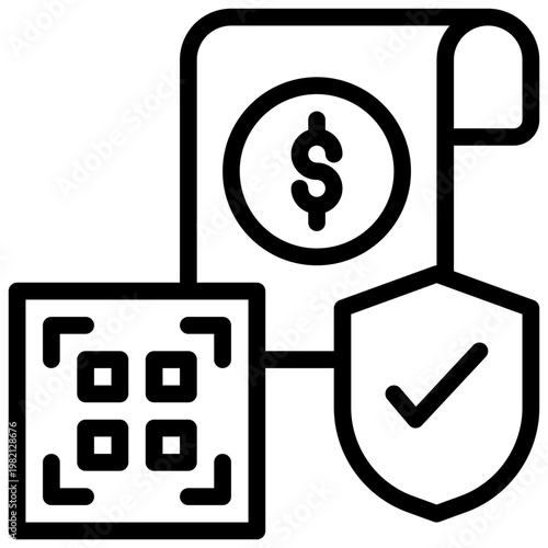 bill receipt pay payment qr scan method secure protect simple line icon
