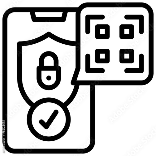 lock qr code scan payment method trustsite secure simple line icon