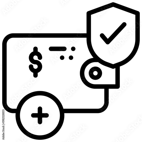 wallet online add payment method secure protech simple line icon