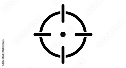 Minimalist black target scope icon for aiming and accuracy on an isolated white background.