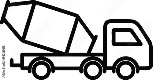 Cement mixer truck pouring concrete construction vector illustration