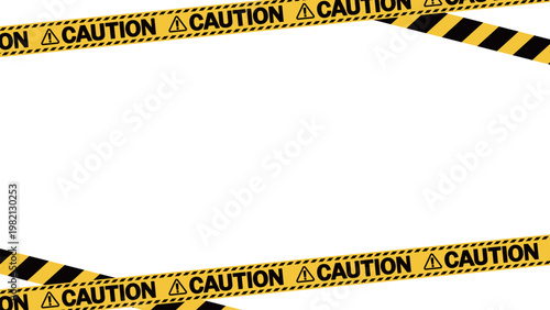「注意」「caution」の警告テープのフレーム。テキストエリア。コピースペース。（"Caution" warning tape frame. Text area. Copy space.）

