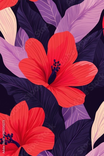 Vibrant floral patterns digital artwork nature bold colors close-up view contemporary design for home decor