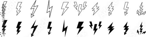 Foto Collection of lightning bolt line icons