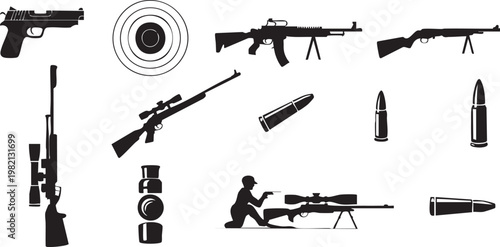 gun weapon collection rifle sniper pistol shells crosshair icons