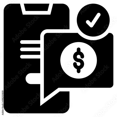online payment method cash data recomend message solid glyph icon