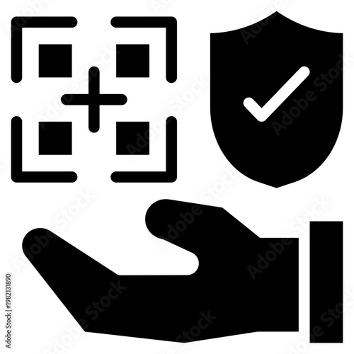 qr scan payment method trustsite secure solid glyph icon