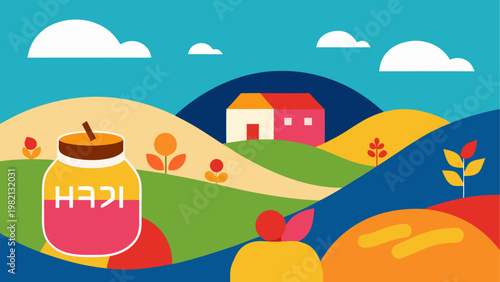 Colorful hot air balloons floating over a scenic landscape