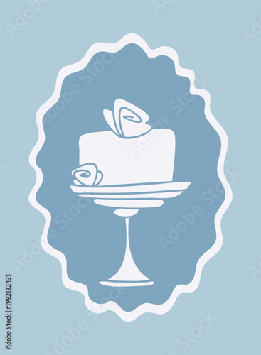 Decorative Cake Icon with Roses