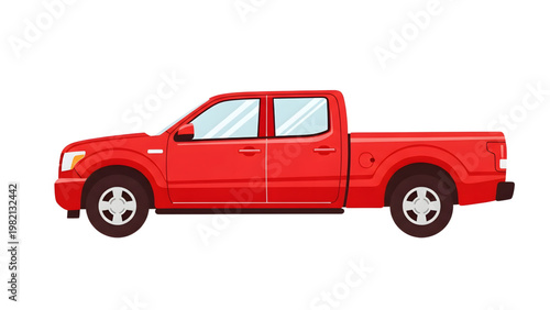 Red pickup truck side view illustration