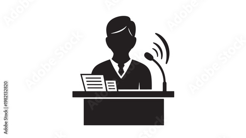 Businessman Speaking At Podium With Microphone For Corporate Presentation Concepts