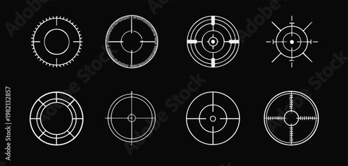 crosshair collection of concentric reticle rings for hud ui overlay set