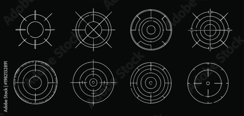 crosshair vector pack of circular reticles for ui game hud print icons