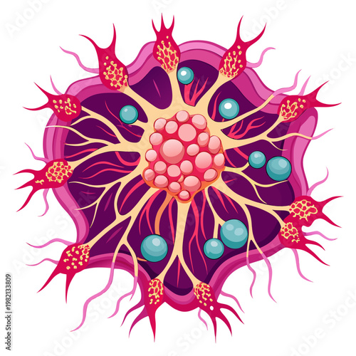 Abstract Cell Structure with Protrusions and Spheres