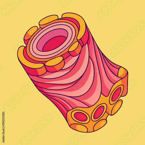 Stylized Elastic Cartilage Tissue Cross-Section Illustration