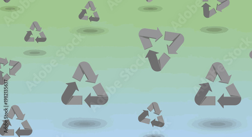 Recycling symbols repeating on a gradient background, showcasing environmental awareness and sustainability efforts