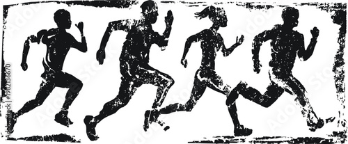 ancient greek black silhouette of athletes running a race in classical art