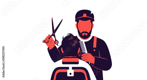 Barber giving a haircut to a client in a barbershop.