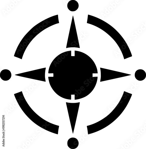 Guiding Star: A symbolic compass, a classic representation of direction and exploration, rendered in stark black and white, invites the viewer to navigate their journey.