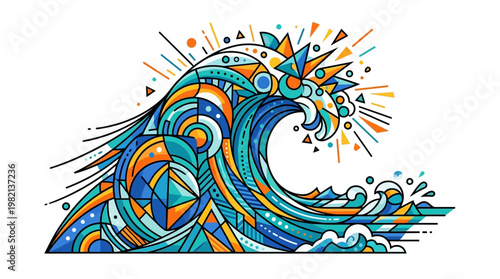 Vibrant colorful wave ocean graphic design.