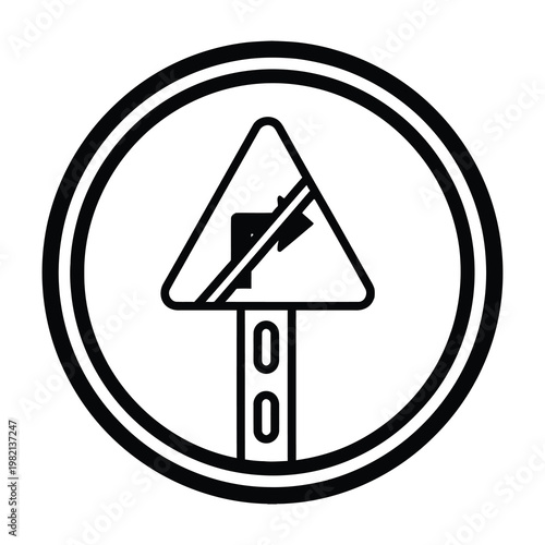 Road sign with no overtaking allowed symbol