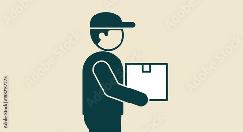 Delivery person carrying a package for shipping and logistics.